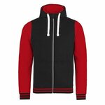 Just Hoods by AWDis Urban Varsity Zoodie huppari Jet Black / Fire Red