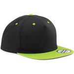Beechfield 5 panel contrast snapback Black / Lime Green