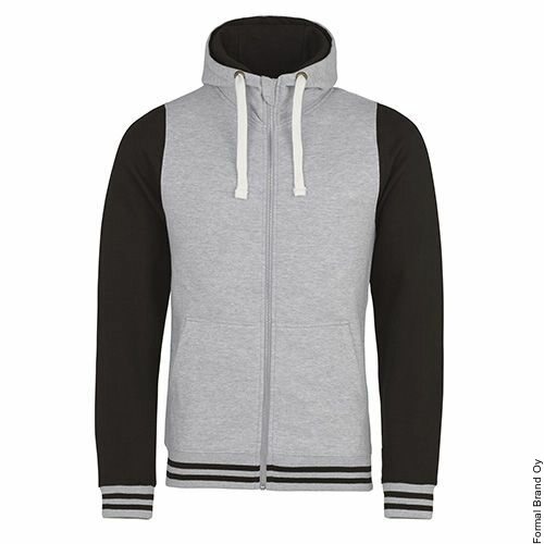 Just Hoods by AWDis Urban Varsity Zoodie huppari Heather Grey / Jet Black