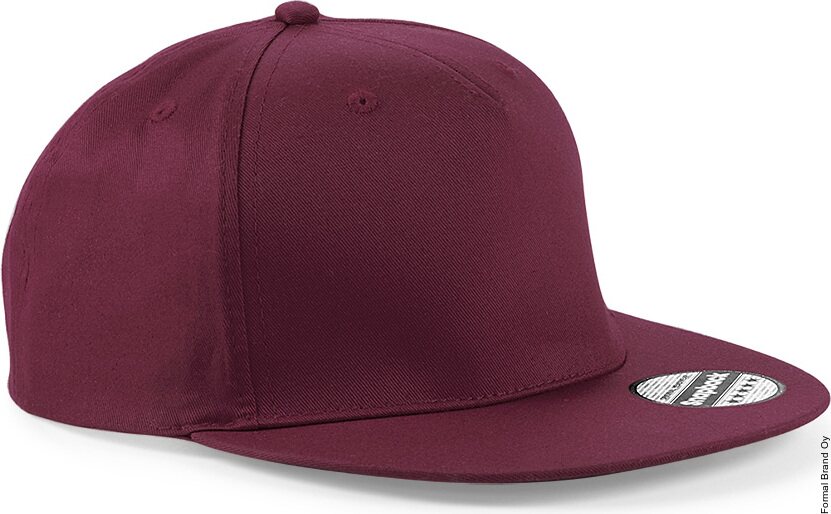 Beechfield 5 panel snapback rapper cap Burgundy